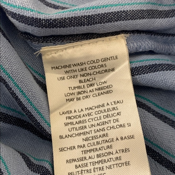 FREE PEOPLE Oversized Christopher Linen Striped Top NWT Blue - Picture 9 of 9